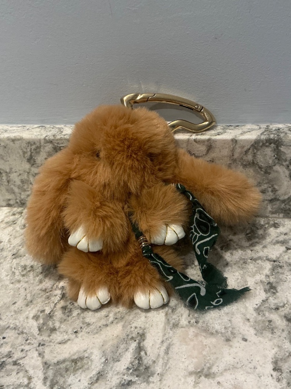 NWT Free People Fluffy Rabbit Bag Charm Oatmeal Tan - Picture 8 of 8